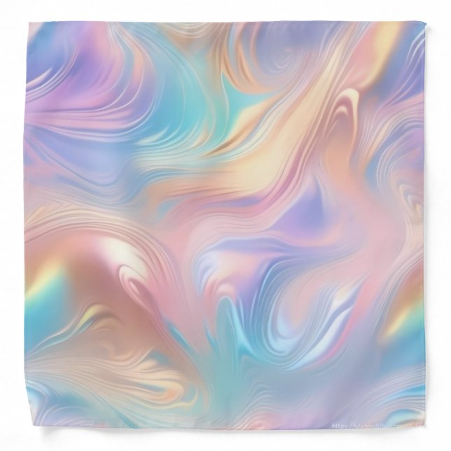 Trendy pastel Pink Blue yellow abstract waves Bandana (Front)