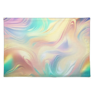 Trendy pastel Pink Blue yellow abstract waves Cloth Placemat