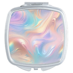Trendy pastel Pink Blue yellow abstract waves Compact Mirror