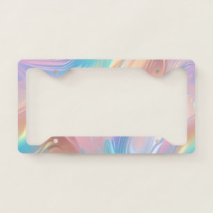 Trendy pastel Pink Blue yellow abstract waves License Plate Frame