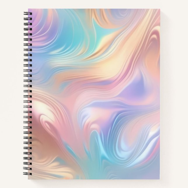 Trendy pastel Pink Blue yellow abstract waves Notebook (Front)