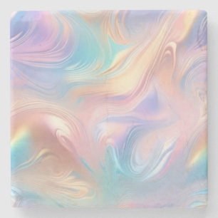Trendy pastel Pink Blue yellow abstract waves Stone Coaster