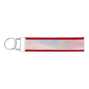 Trendy pastel Pink Blue yellow abstract waves Wrist Keychain