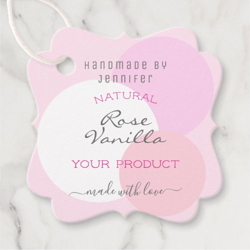 Trendy Pastel Pink Colors Custom Text Chic Hanging Favor Tags