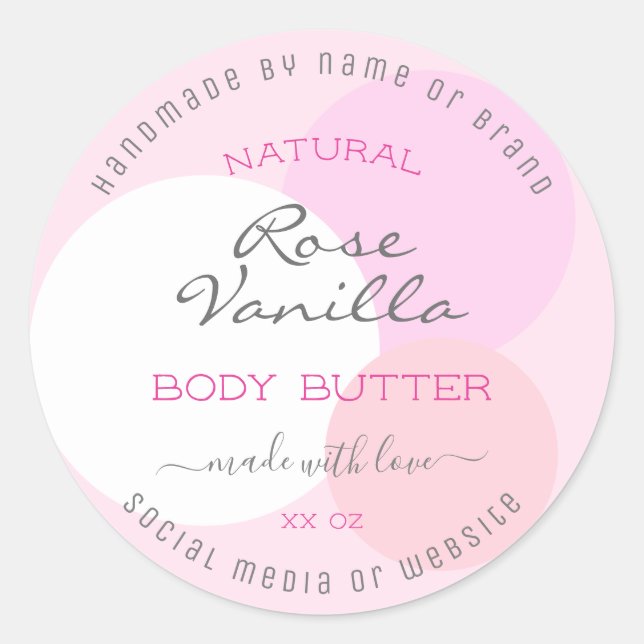 Trendy Pastel Pink Colors Product Packaging Labels (Front)