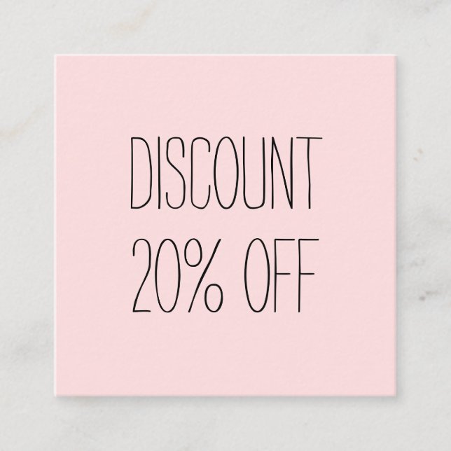 Trendy pastel pink minimalist modern discount card (Front)