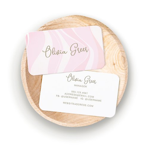Trendy Pastel Pink Retro Waves  Business Card