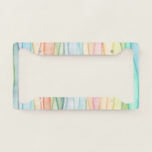 Trendy Pastel Rainbow Colors Watercolor Pattern License Plate Frame