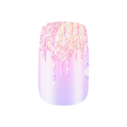 Trendy Pastel Rainbow Glitter Drips Luxury Minx Nail Art
