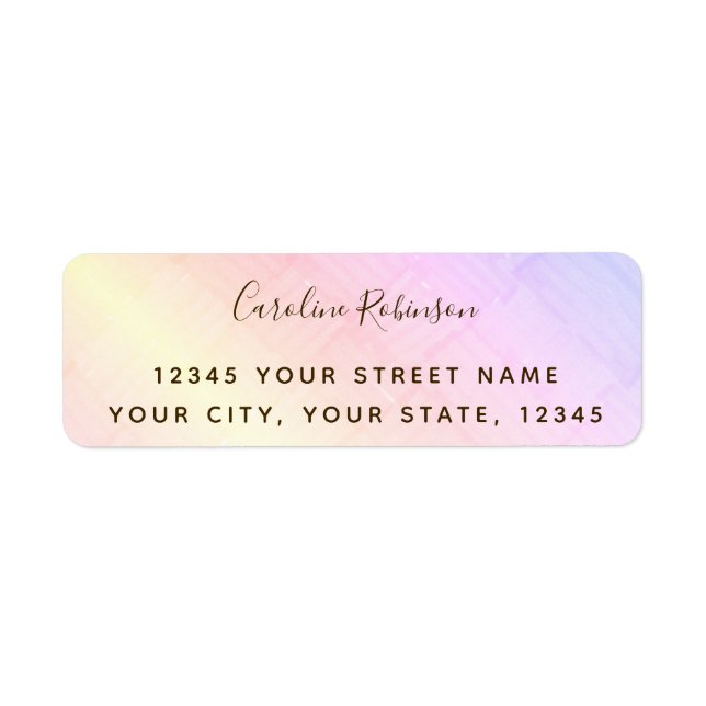 Trendy Pastel Rainbow Pattern Return Address Label (Front)