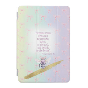 Trendy Pastel Rainbow Pink Bow Mauve Bee Bible iPad Mini Cover