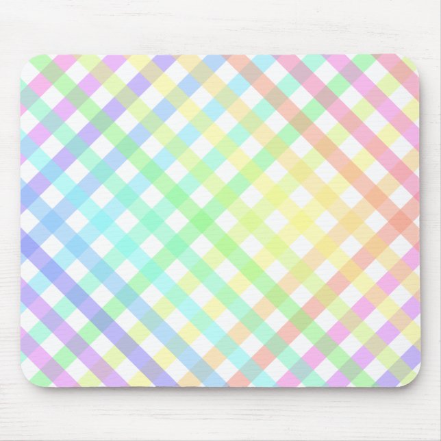 Trendy Pastel Rainbow Plaid Gradient Mouse Pad (Front)