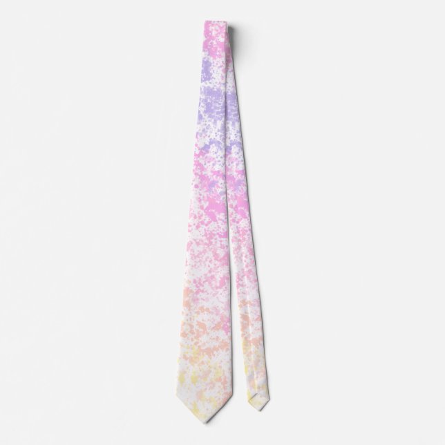 Trendy Pastel Rainbow Splatter Neck Tie (Front)