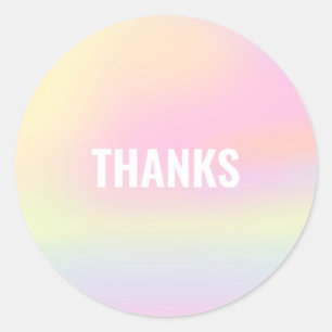 Trendy Pastel Rainbow Unicorn Gradient Thanks Classic Round Sticker