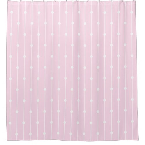 Trendy Pastel Rose Pink striped and dotted modern Shower Curtain