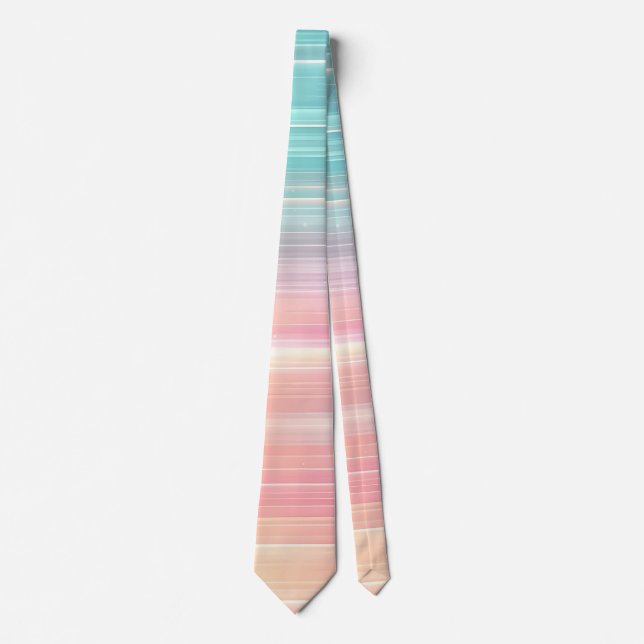 Trendy Pastel Stripe Gradient Color Pattern Neck Tie (Front)