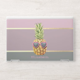 Trendy Pastel Striped Cool Pineapple HP Laptop Skin