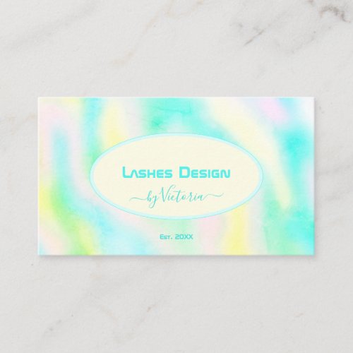 Trendy Pastel Teal Watercolor Social Media Lashes Business Card