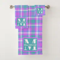 Pink and White Buffalo Plaid Bath Towel Set, Zazzle