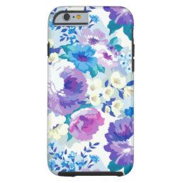 Trendy Pastel Watercolors Flowers Pattern Tough iPhone 6 Case
