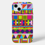 Trendy patchwork pattterns iPhone 15 plus case