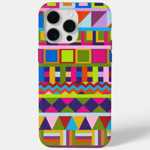 Trendy patchwork pattterns iPhone 15 pro max case