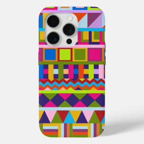 Trendy patchwork pattterns iPhone 15 pro case