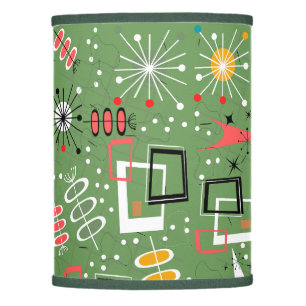 Trendy pattern 1950s abstract and starbursts green lamp shade