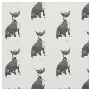 Trendy pattern black and white Pit Bull dog Fabric