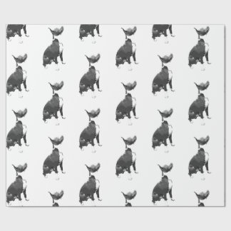 Trendy pattern black and white Pit Bull dog Wrappi Wrapping Paper