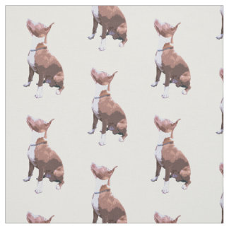 Trendy pattern brown and white Pit Bull dog Fabric