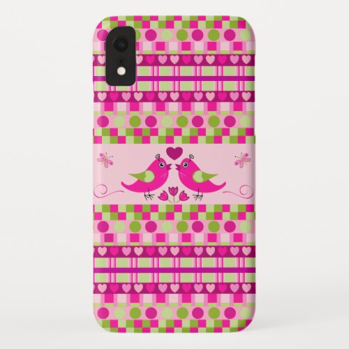 Trendy Patterns and Love Birds iPhone XR Case