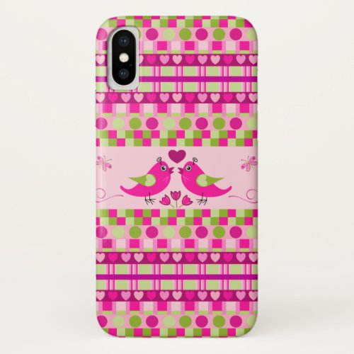 Trendy Patterns and Love Birds iPhone X Case