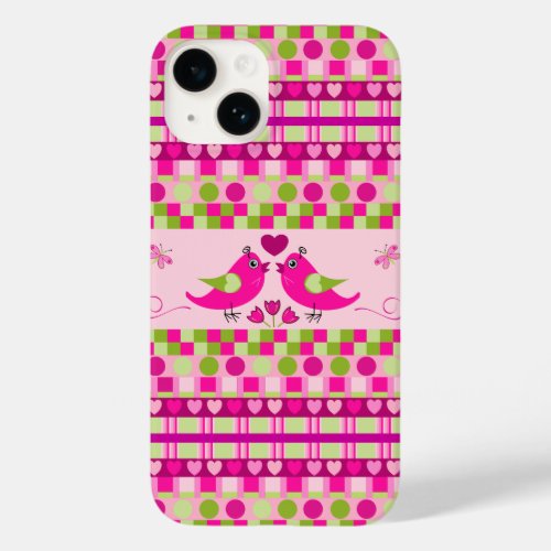 Trendy Patterns and Love Birds Case_Mate iPhone 14 Case