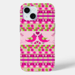 Trendy Patterns and Love Birds iPhone 15 Case