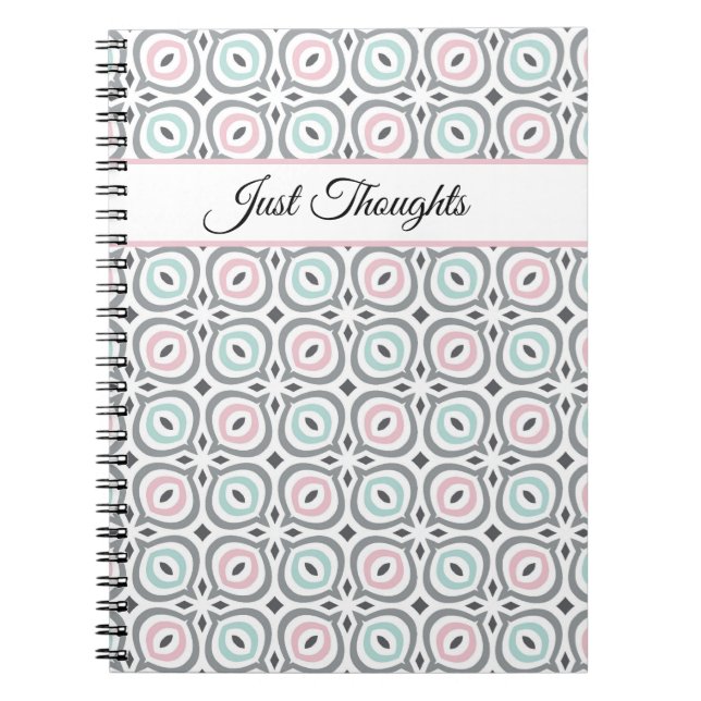 Trendy patterns of pastel gray, pink and blue  notebook (Front)