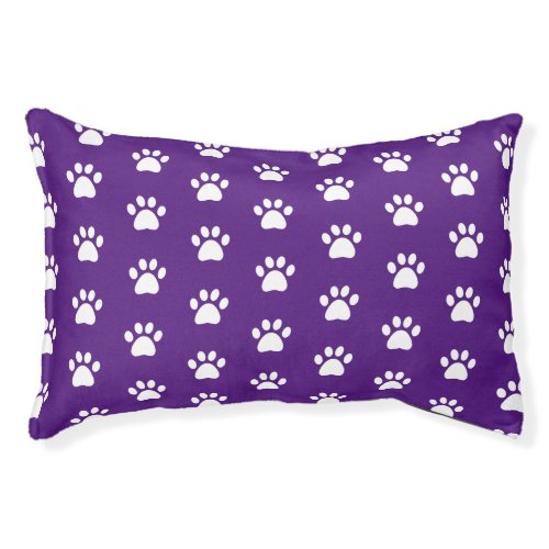 Trendy Paw Prints Pattern Purple White  Pet Bed