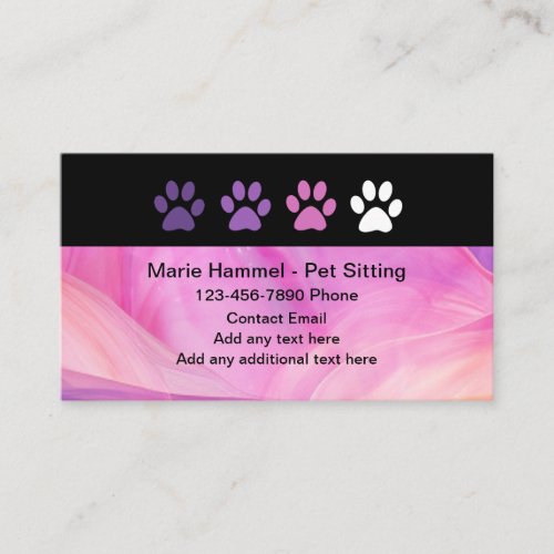 Trendy Paw Prints Pet Sitter Business Cards