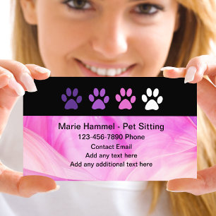 Trendy Paw Prints Pet Sitter Business Cards