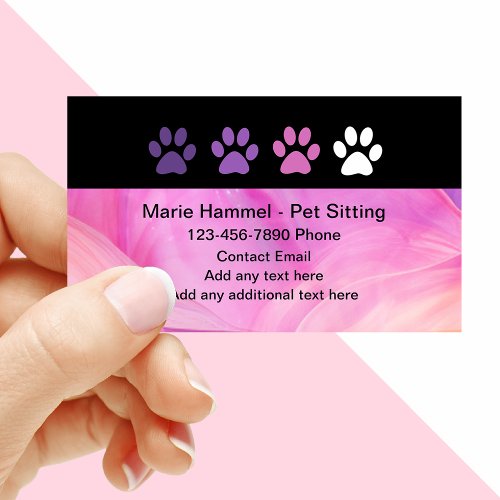 Trendy Paw Prints Pet Sitter Business Cards