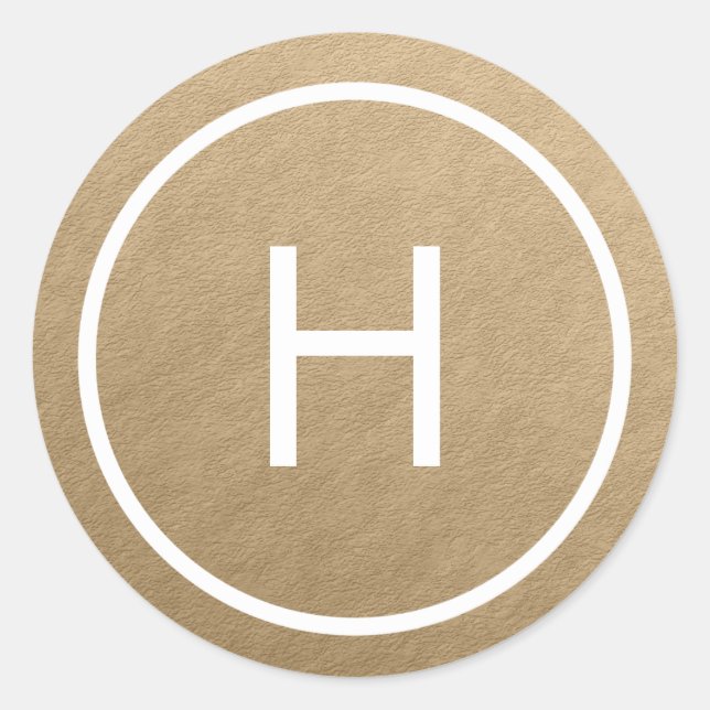 Trendy Peace Round Monogram Stickers - Gold (Front)