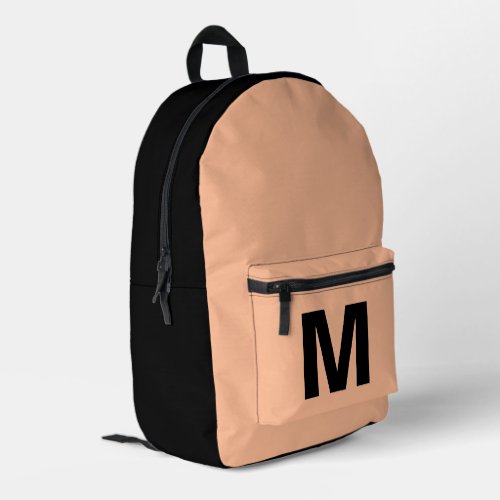 Trendy peach and black with Monogram name Printed Backpack