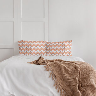 Trendy Peach Burgundy Herringbone Chevron Pattern Pillow Case