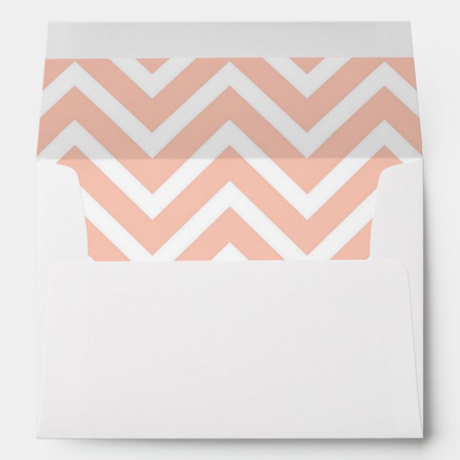 Trendy Peach Chevron Wedding Envelope (Back (Bottom))