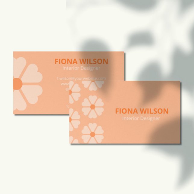 Trendy Peach Fuzz Pink Orange floral Feminine Business Card (Creator Uploaded)