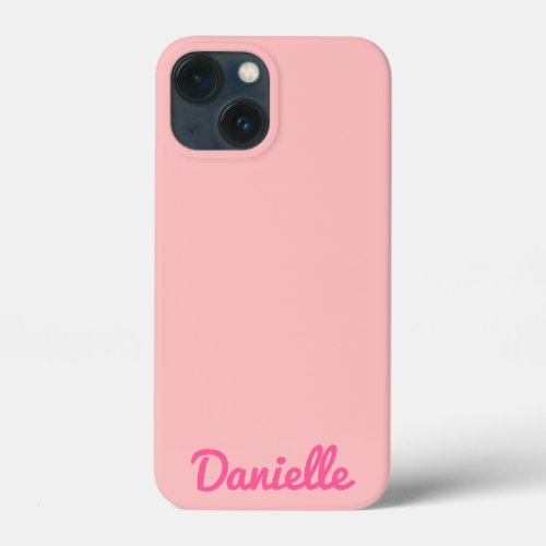 Trendy Peach  Pink Personalised Name  iPhone 13 Mini Case