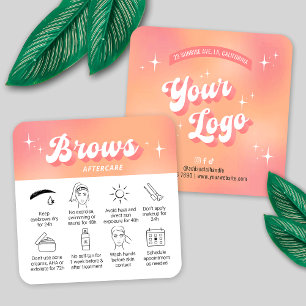 Trendy Peach Retro Groovy Brows After Care Cards