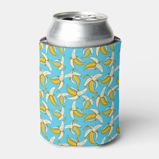 Trendy Peeled Bananas Pop Art Patterned Can Cooler (Can Front)