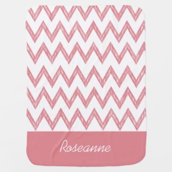 Trendy Pencil Pink Chevron Zigzags With Name Receiving Blanket by ohsogirly at Zazzle
