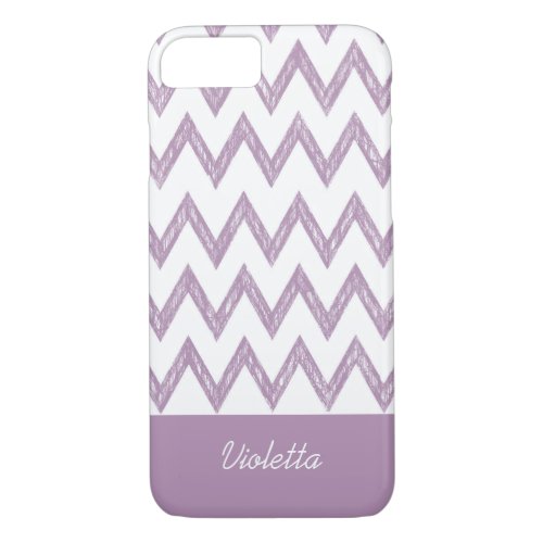 Trendy Pencil Purple Chevron Zigzags With Name iPhone 87 Case